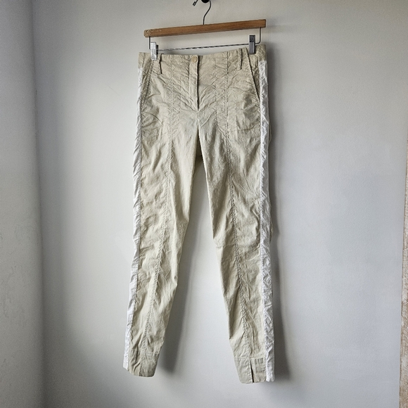 Annette Goertz Germany 2020 Cream And White Stripe Split Hem Leisure Pants - Picture 2 of 15
